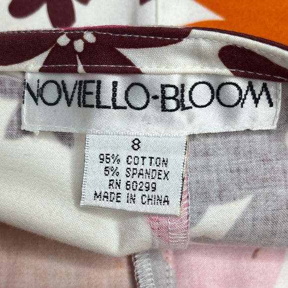 Noviello Bloom Orange Brown Floral Knee Length Cotton Bow Party Dress Y2K size 8 - Picture 3 of 13